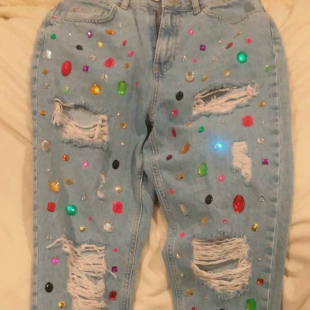 Custom bling gemstone women’s jeans